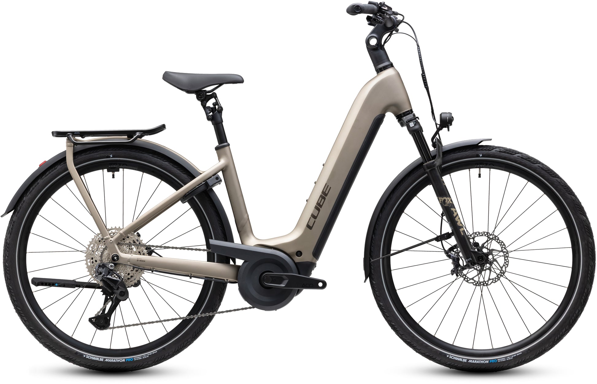 CUBE Kathmandu Hybrid SLX 800 Easy Entry E-Trekkingrad 2027 in flashstone und chrome, Seitenansicht