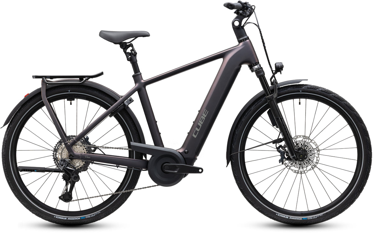 CUBE Kathmandu Hybrid SLT 800 E-Trekkingrad 2027 in mysticgraphite und reflex, Seitenansicht