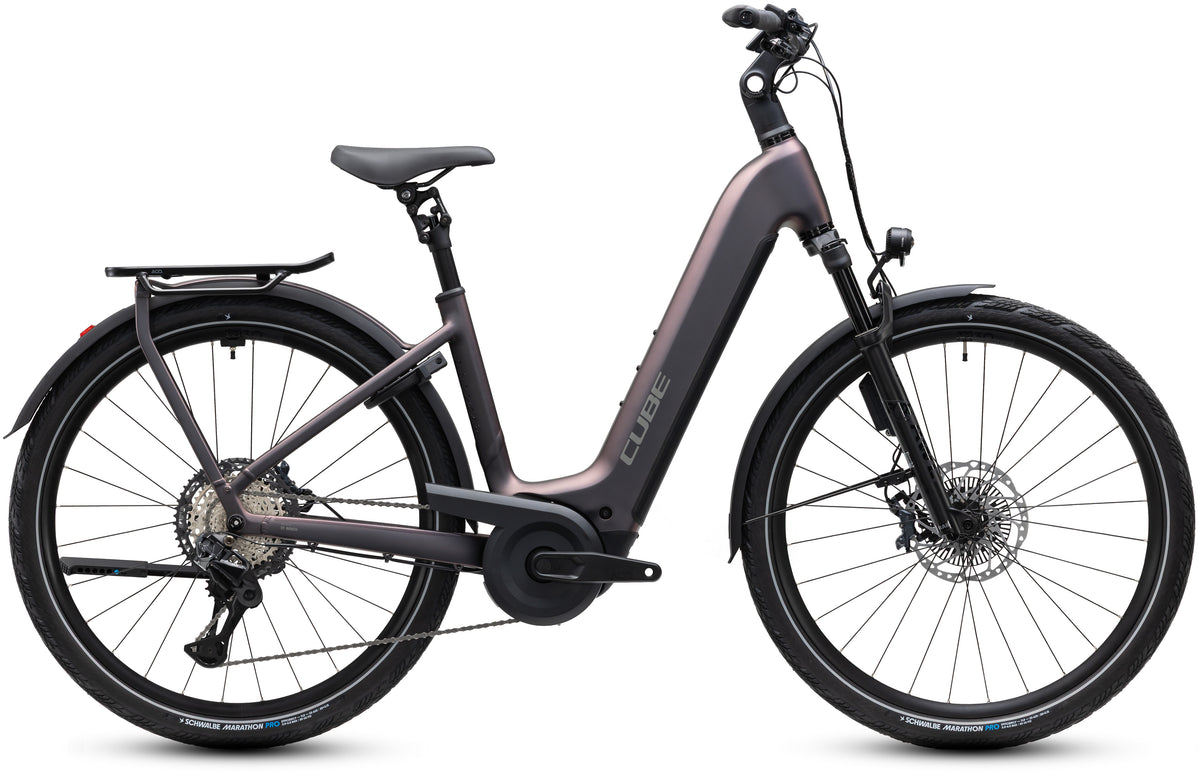 CUBE Kathmandu Hybrid SLT 800 Easy Entry E-Trekkingrad 2027 in mysticgraphite und reflex, Seitenansicht