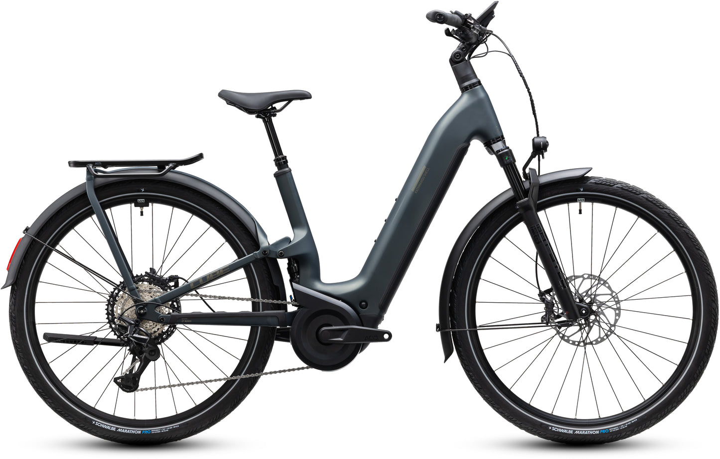 CUBE Kathmandu Hybrid ONE11 HPC SLX 800 Sagebrushgreen N Chrome Easy Entry E-Trekkingrad, Seitenansicht