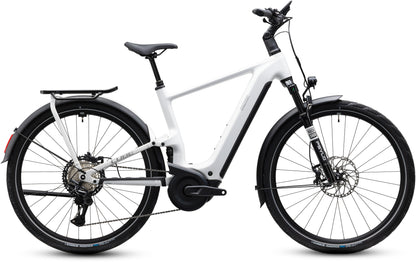 CUBE Kathmandu Hybrid ONE11 HPC SLX 800 E-Trekkingrad 2027 in metallicwhite und prizm, Seitenansicht