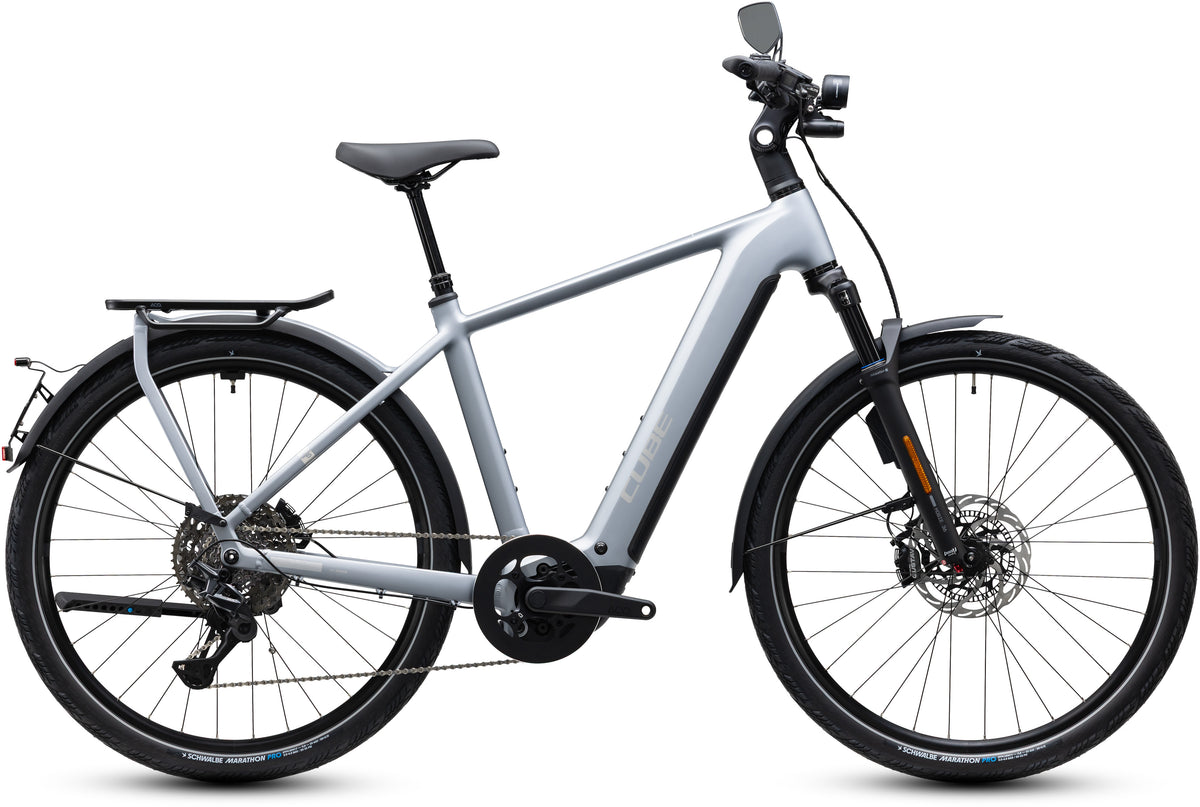 CUBE Kathmandu Hybrid 45 800 E-Trekkingrad 2027 in slategrey und chrome, Seitenansicht