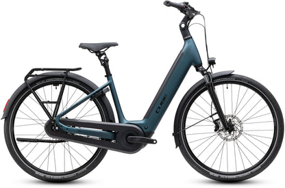 CUBE Supreme Rt Hybrid Comfort EX 600 Easy Entry E-Cityrad 2027 in royalgreen und black, Seitenansicht