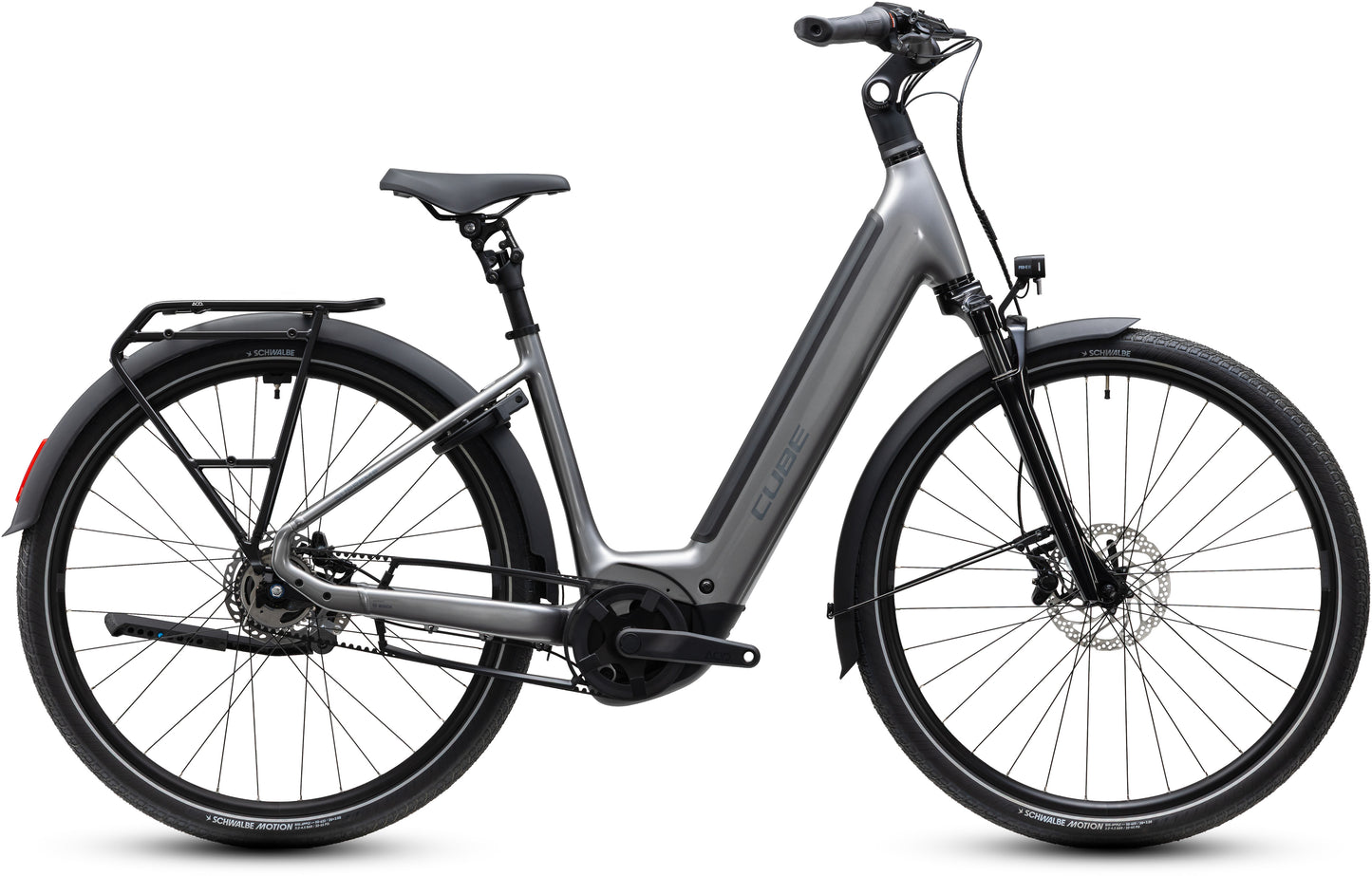 CUBE Supreme Rt Hybrid Deluxe EX 600 Easy Entry E-Cityrad 2027 in quicksilver und grey, Seitenansicht