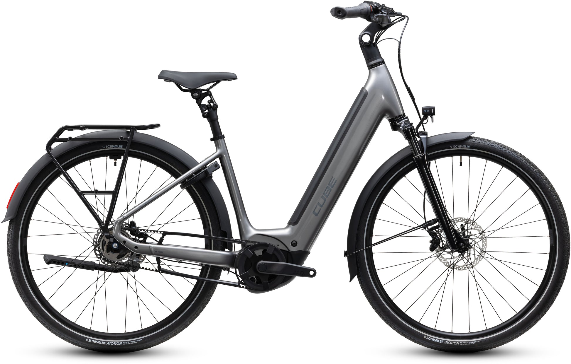 CUBE Supreme Rt Hybrid Deluxe EX 600 Easy Entry E-Cityrad 2027 in quicksilver und grey, Seitenansicht