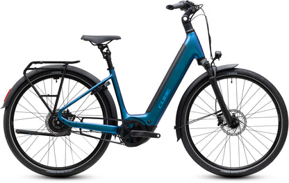 CUBE Supreme Hybrid Deluxe Pro 600 Easy Entry E-Cityrad 2027 in nebula und blue, Seitenansicht
