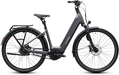 CUBE Supreme Hybrid Deluxe SLT 600 Easy Entry E-Cityrad 2027 in slabgrey und chrome, Seitenansicht