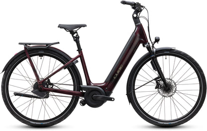 CUBE Supreme Hybrid C:62 Deluxe SLT 600 Easy Entry E-Cityrad 2027 in liquidred und chrome, Seitenansicht