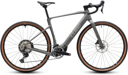 CUBE Nuroad Hybrid C:62 Race 400x E-Gravelbike 2027 in oldgrey und grey, Seitenansicht