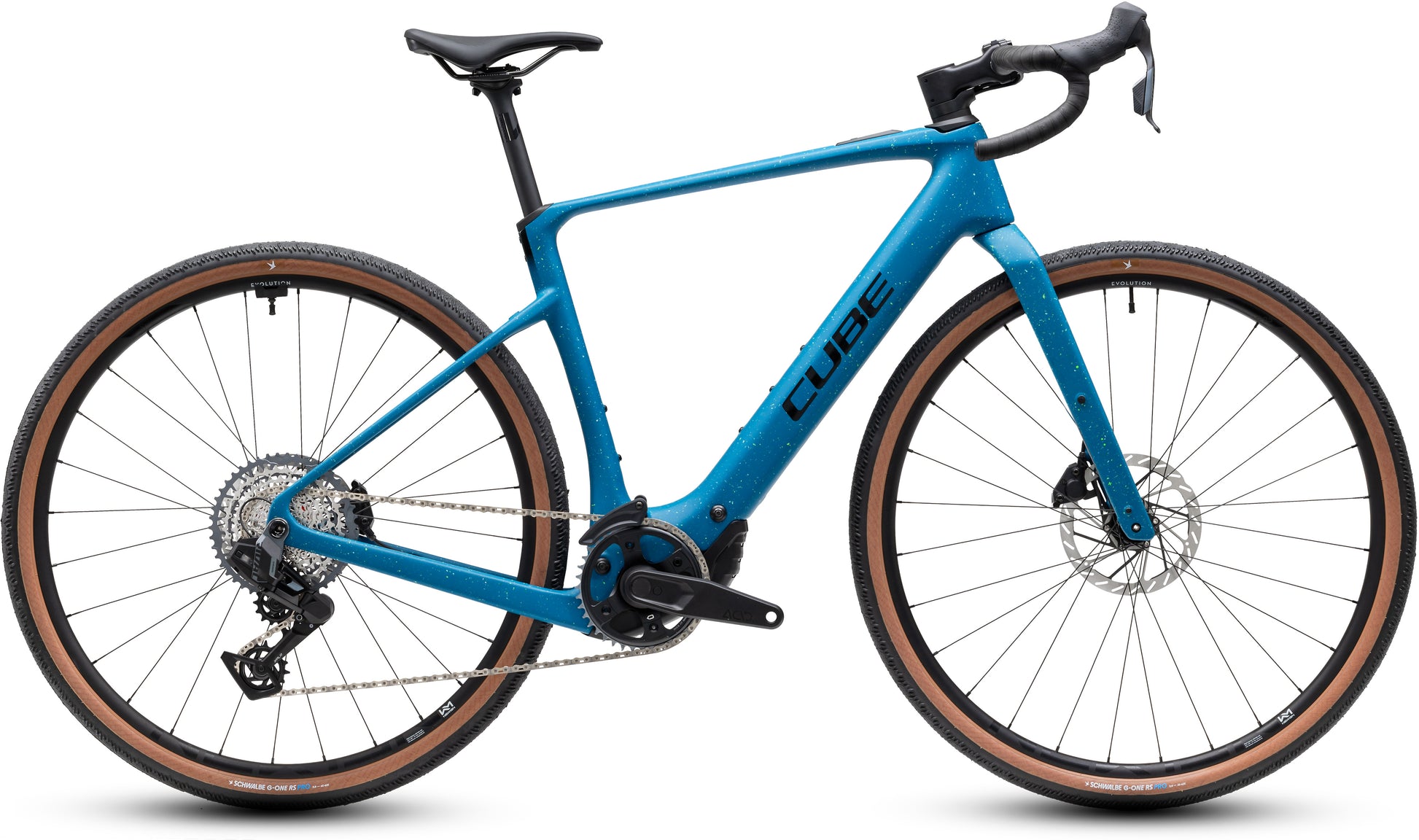 CUBE Nuroad Hybrid C:62 EXC 400x E-Gravelbike 2027 in tropicalteal und black, Seitenansicht