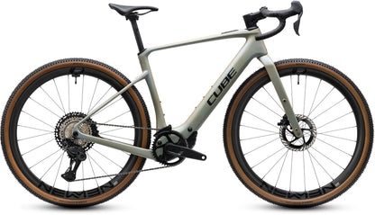 CUBE Nuroad Hybrid C:62 SLX 400x E-Gravelbike 2027 in glintsand und black, Seitenansicht