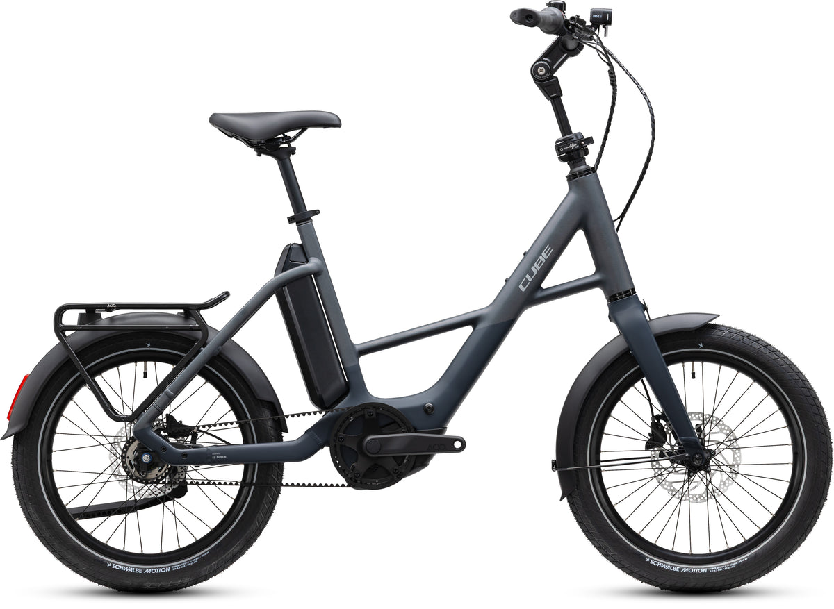 CUBE Compact Hybrid Deluxe 540 E-Kompaktrad 2027 in nightsky und grey, Seitenansicht