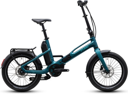 CUBE Fold Hybrid Deluxe 540 E-Faltrad 2027 in metallicpetrol und sea, Seitenansicht