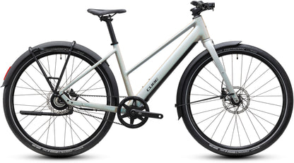 CUBE Editor Hybrid Pro 360 FE Trapeze E-Cityrad 2027 in glintsand und black, Seitenansicht