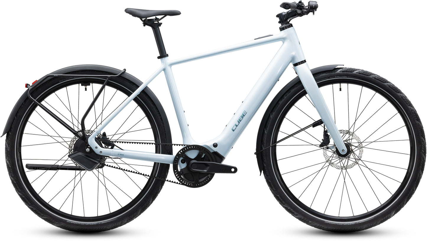 CUBE Editor Hybrid SLT 400x FE E-Cityrad 2027 in glacier und prizm, Seitenansicht