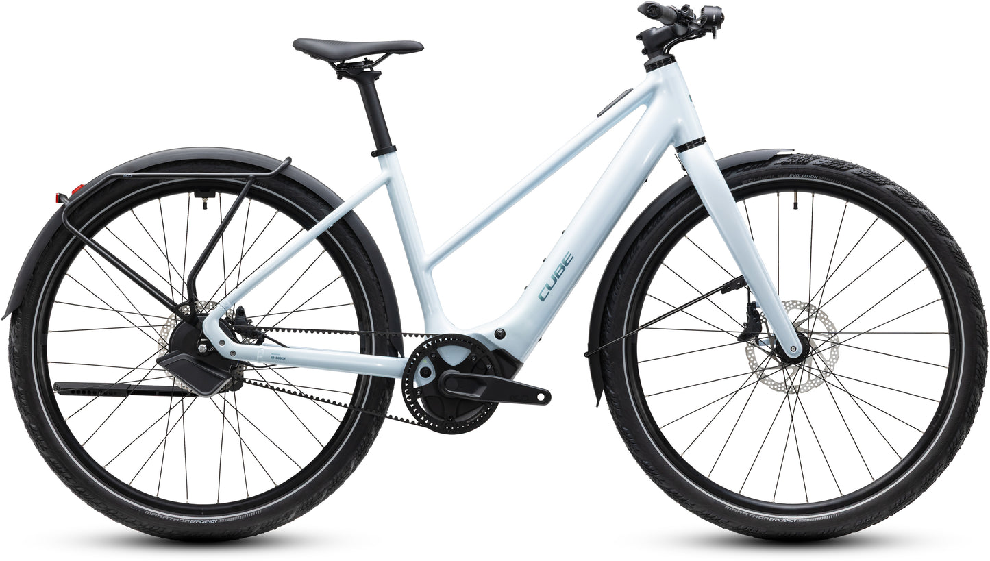 CUBE Editor Hybrid SLT 400x FE Trapeze E-Cityrad 2027 in glacier und prizm, Seitenansicht