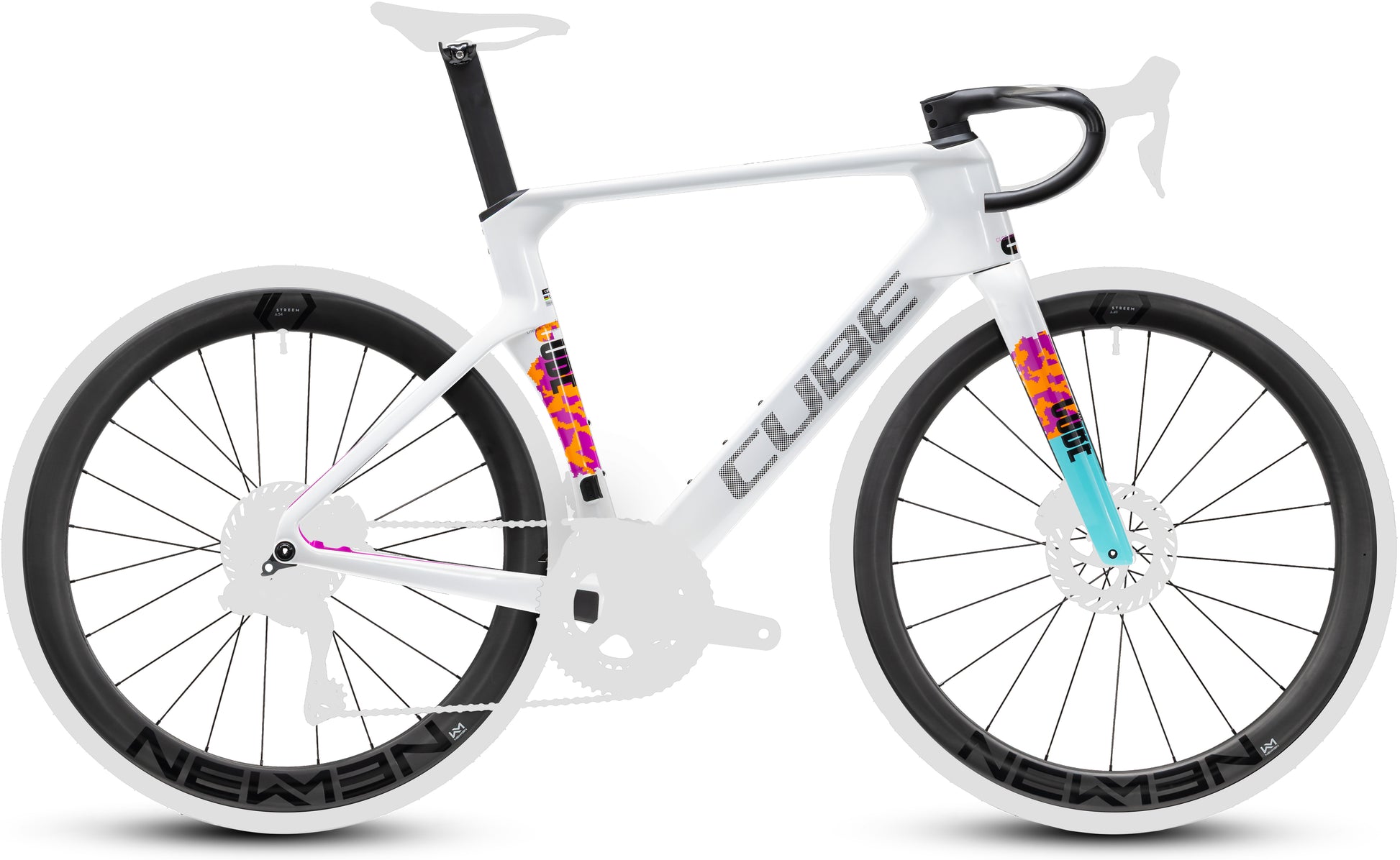 CUBE Litening Aero C:68X Frameset Rahmenset 2027 in graphic und white, Seitenansicht