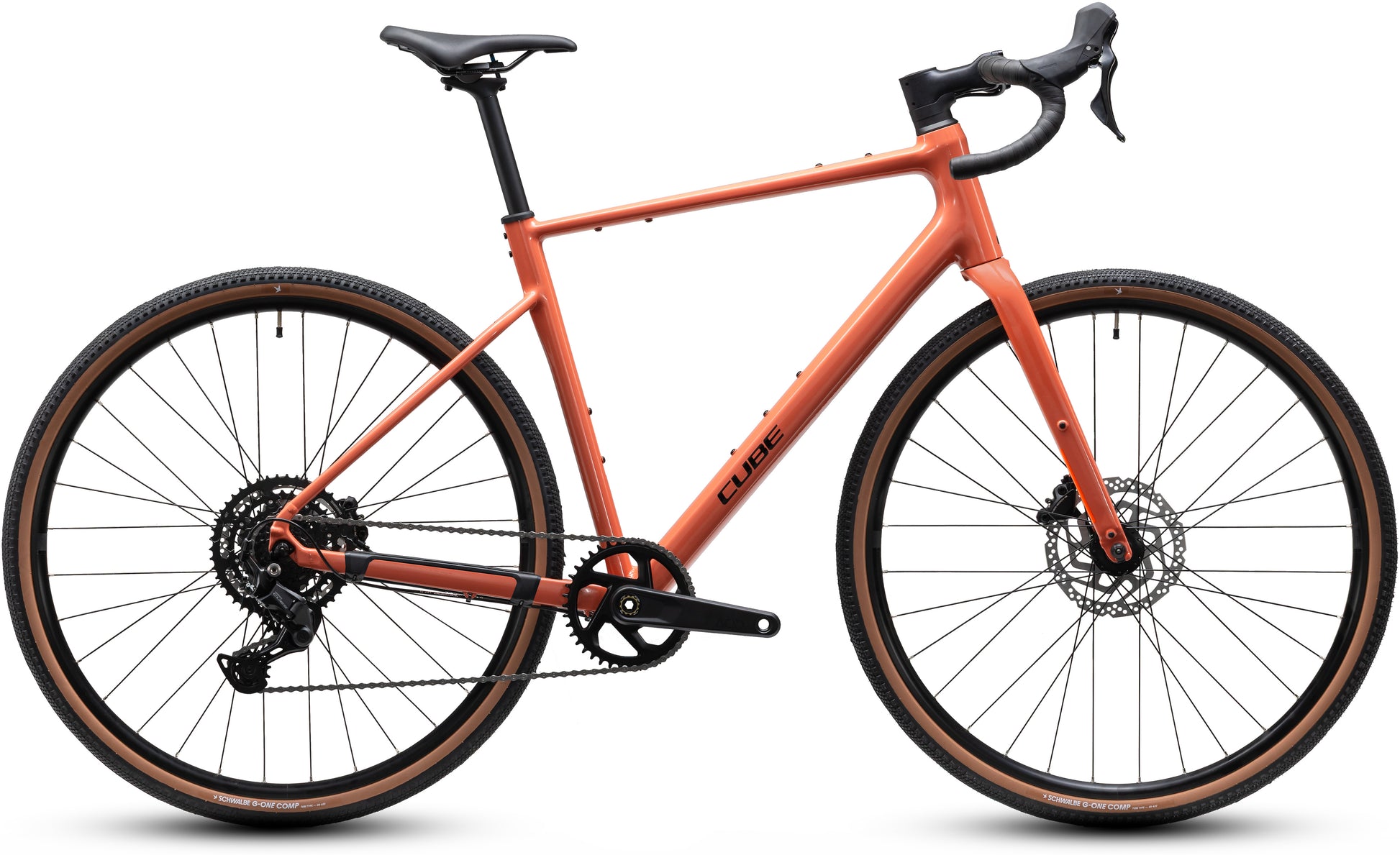CUBE Nuroad ONE Gravelbike 2027 in spicypapaya und black, Seitenansicht