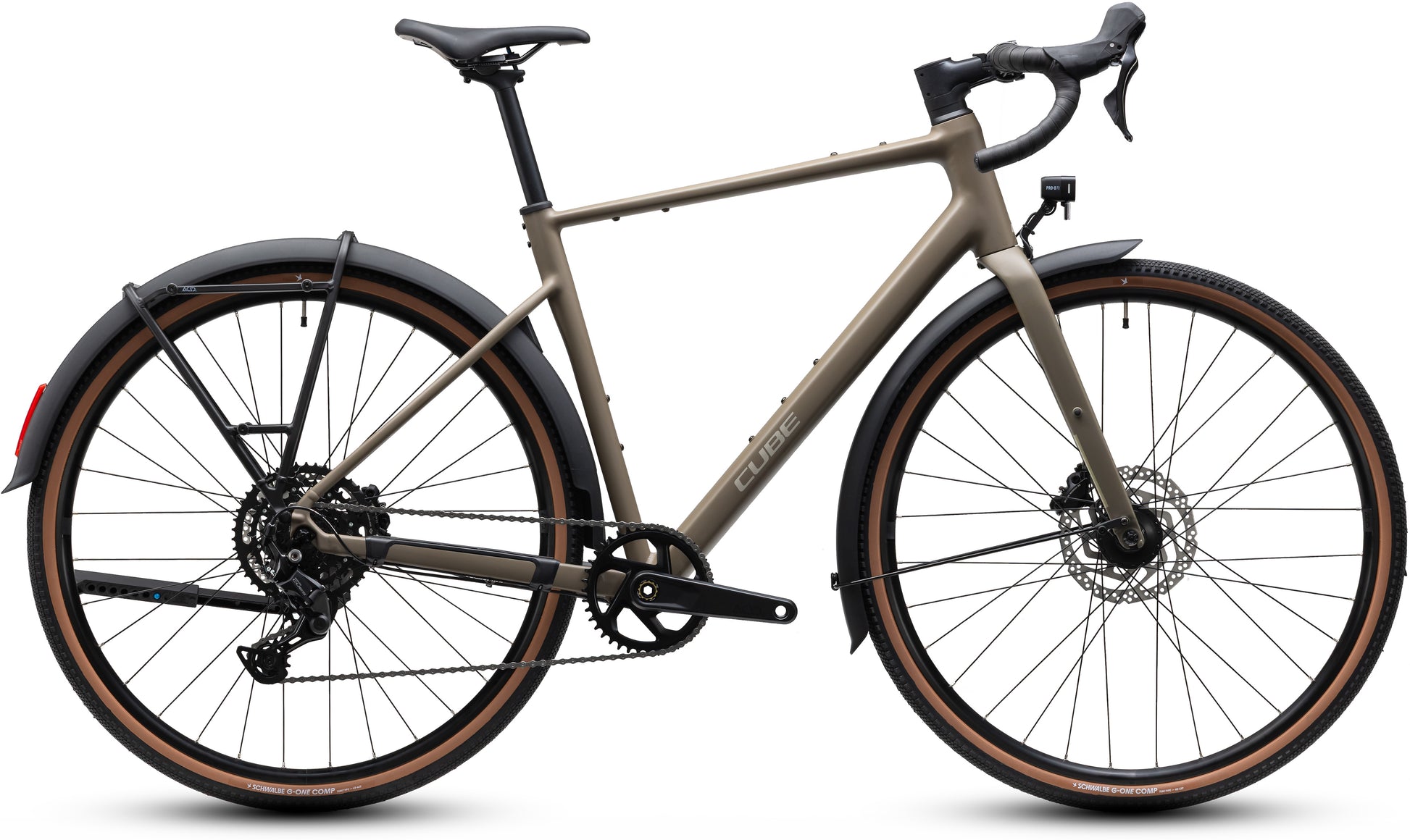 CUBE Nuroad ONE FE Gravelbike 2027 in wood und grey, Seitenansicht