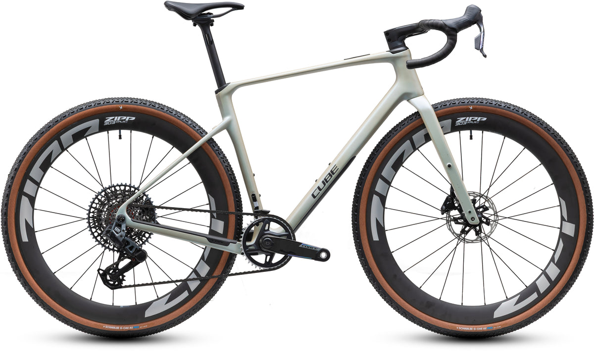 CUBE Nuroad C:62 SLX Gravelbike 2027 in glintsand und black, Seitenansicht