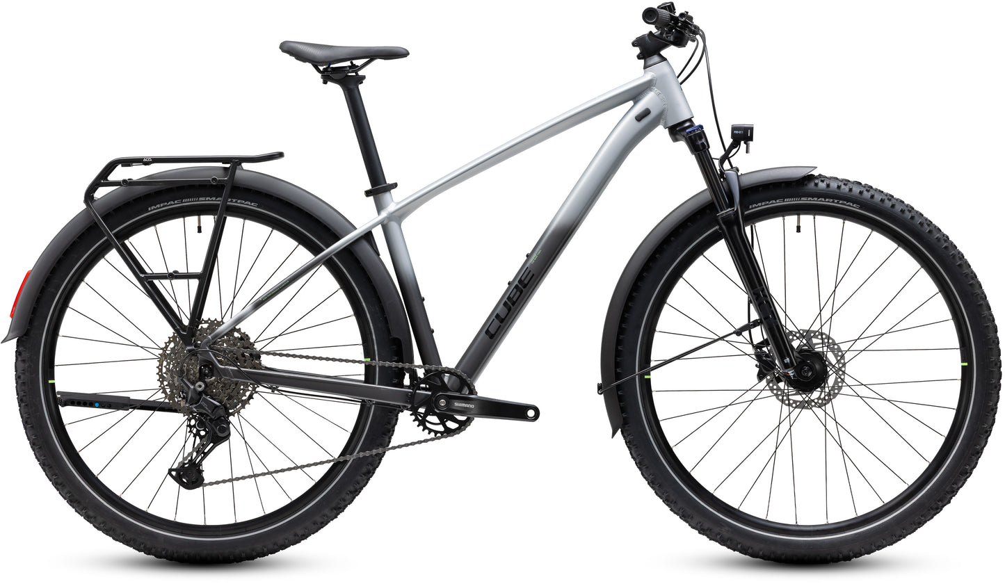 CUBE Aim Pro FE Mountainbike Hardtail 2027 in grey und black, Seitenansicht