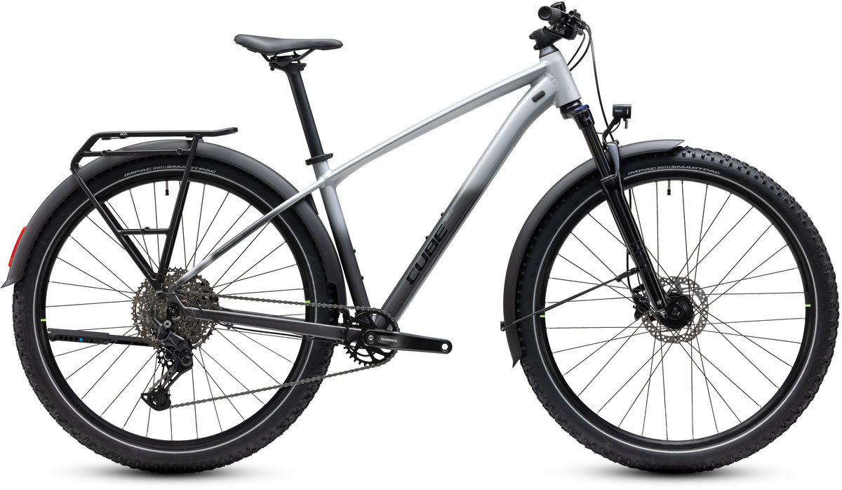 CUBE Aim Pro FE Mountainbike Hardtail 2027 in grey und black, Seitenansicht
