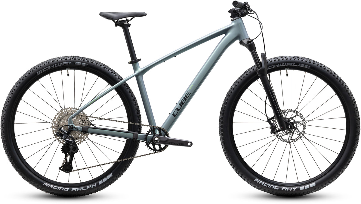 CUBE Reaction SLX Mountainbike Hardtail 2027 in seagrey und black, Seitenansicht