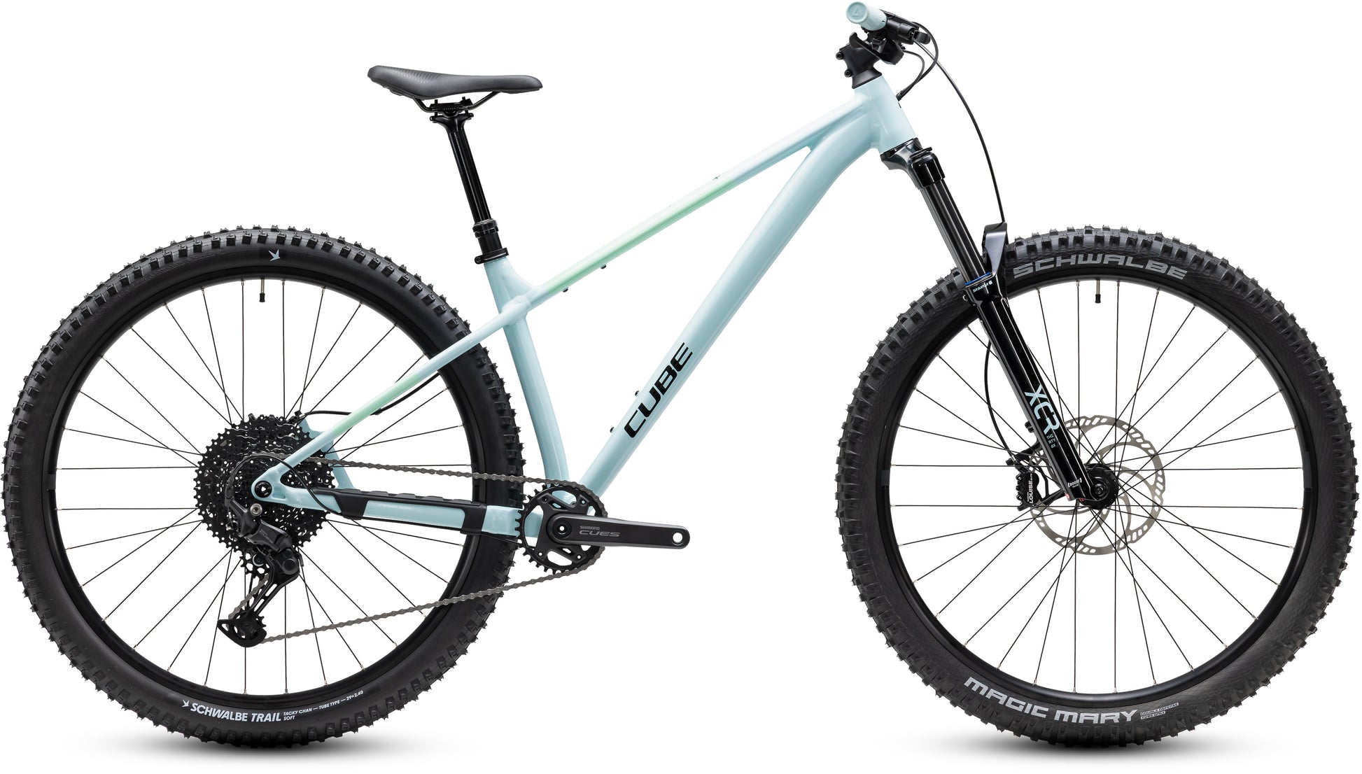 CUBE Reaction TM ONE Mountainbike Hardtail 2027 in kolibri und black, Seitenansicht