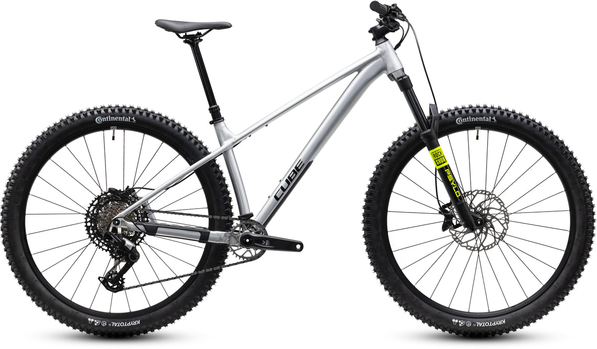 CUBE Reaction TM Pro Mountainbike Hardtail 2027 in raw und black, Seitenansicht