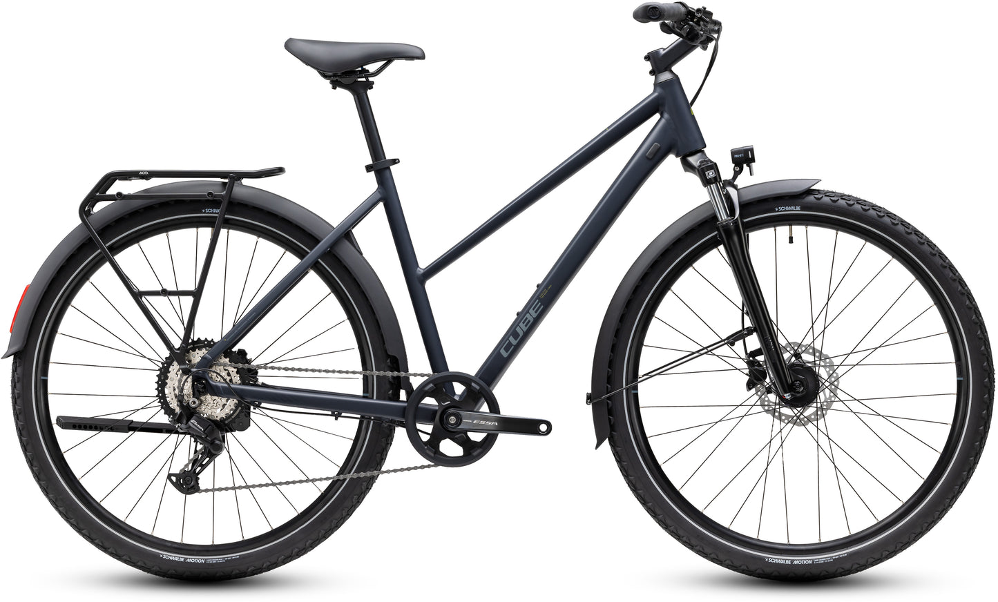 CUBE Nature ONE FE Trapeze Trekkingrad 2027 in ink und grey, Seitenansicht
