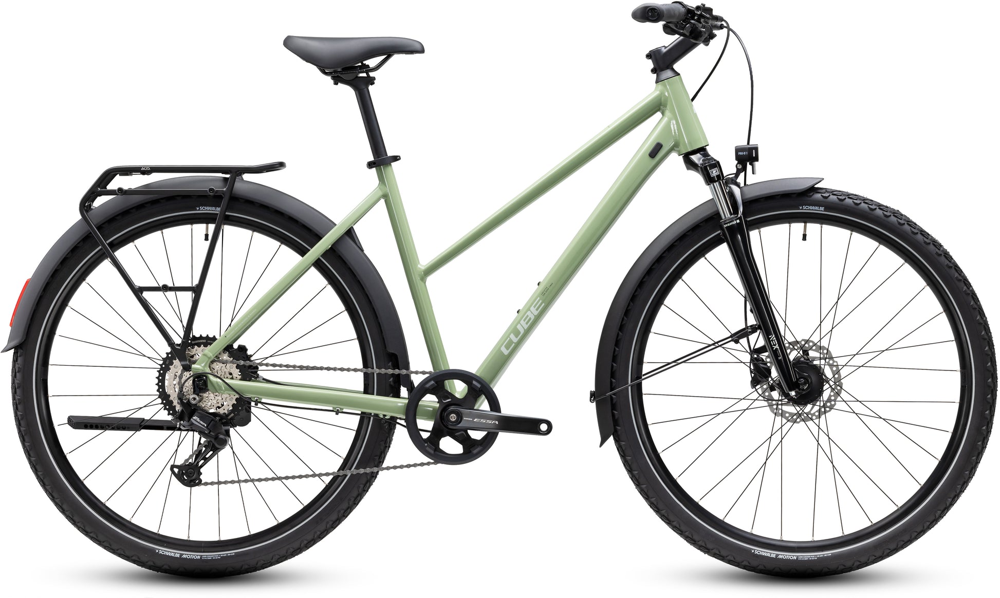 CUBE Nature ONE FE Trapeze Trekkingrad 2027 in almondgreen´green, Seitenansicht