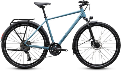 CUBE Nature Pro FE Trekkingrad 2027 in surfblue und blue, Seitenansicht