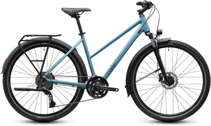 CUBE Nature Pro FE Trapeze Trekkingrad 2027 in surfblue und blue, Seitenansicht