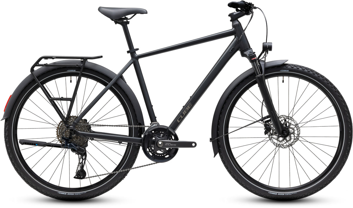 CUBE Nature EXC FE Trekkingrad 2027 in grey und chrome, Seitenansicht