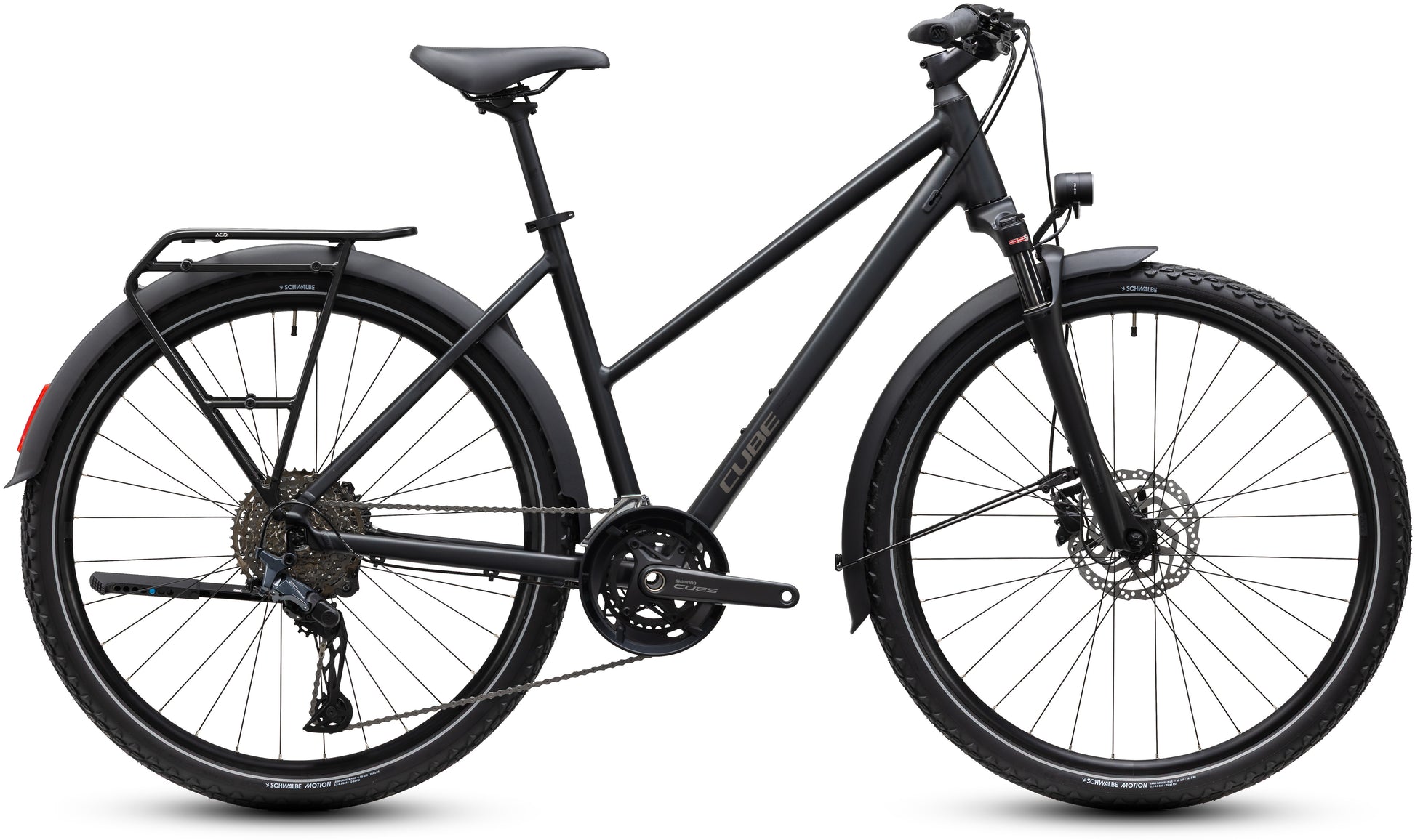 CUBE Nature EXC FE Trapeze Trekkingrad 2027 in grey und chrome, Seitenansicht