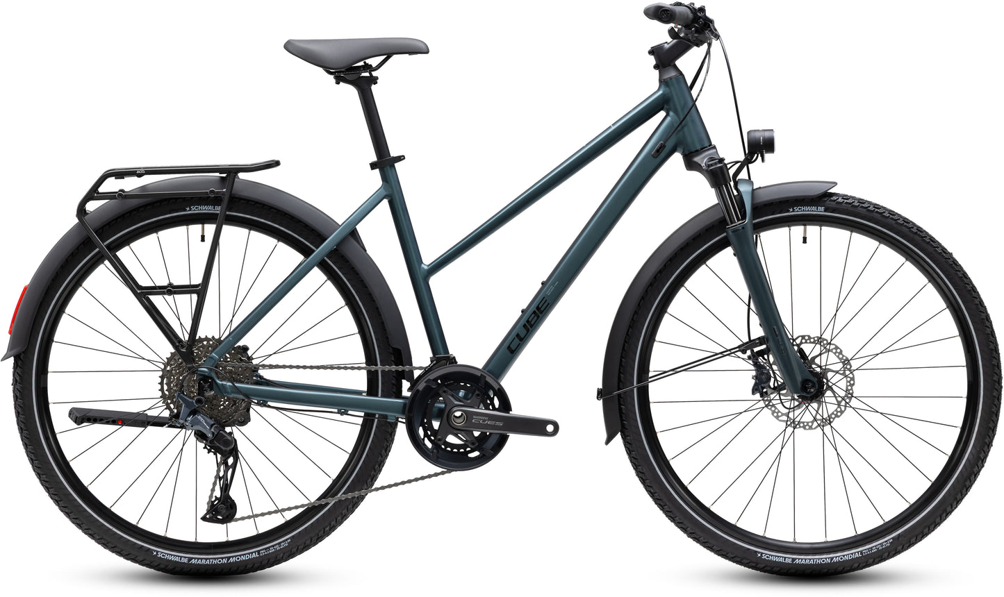 CUBE Nature SLX FE Trapeze Trekkingrad 2027 in indigometallic und black, Seitenansicht