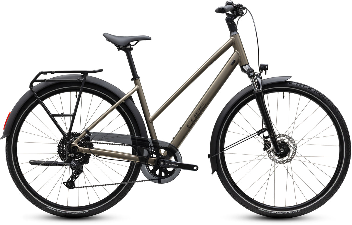 CUBE Touring ONE Trapeze Trekkingrad 2027 in flashstone und coalchrome, Seitenansicht