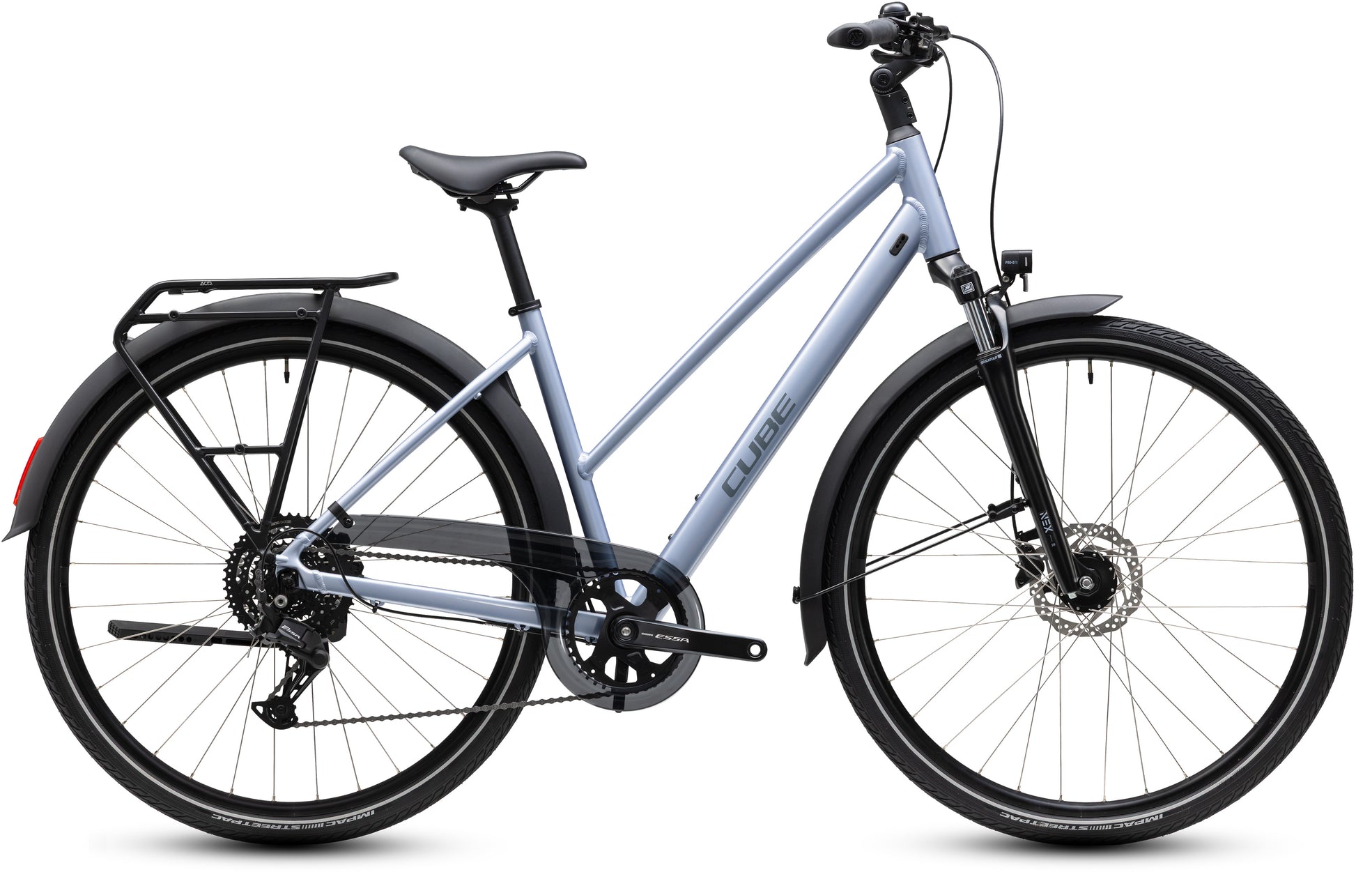 CUBE Touring ONE Trapeze Trekkingrad 2027 in silverblue und reflex, Seitenansicht