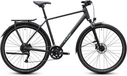 CUBE Kathmandu ONE Trekkingrad 2027 in blackforest und chrome, Seitenansicht