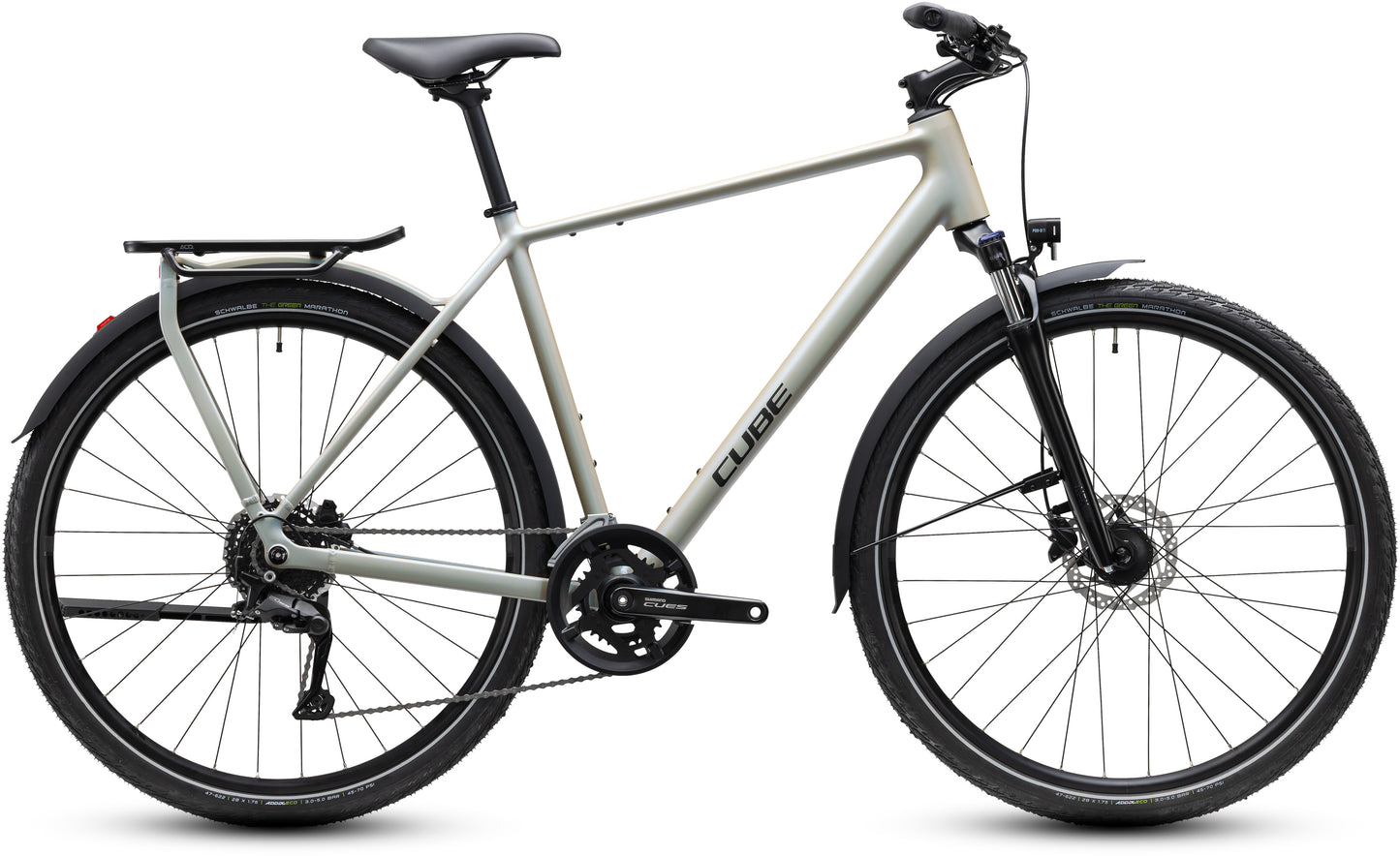 CUBE Kathmandu ONE Trekkingrad 2027 in glintsand und black, Seitenansicht