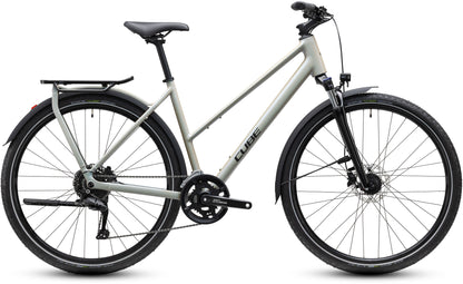 CUBE Kathmandu ONE Trapeze Trekkingrad 2027 in glintsand und black, Seitenansicht