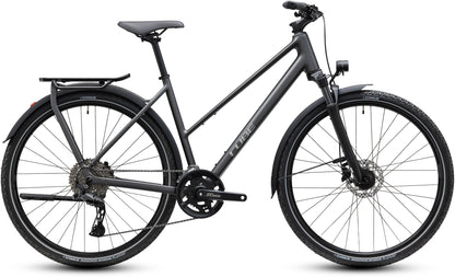 CUBE Kathmandu Pro Trapeze Trekkingrad 2027 in slabgrey und chrome, Seitenansicht