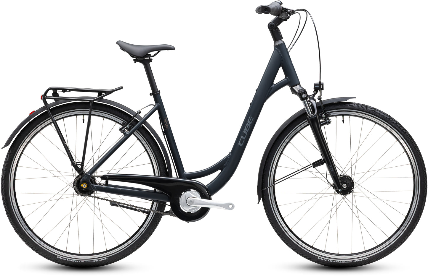 CUBE Town ONE Easy Entry Cityrad 2027 in night und grey, Seitenansicht
