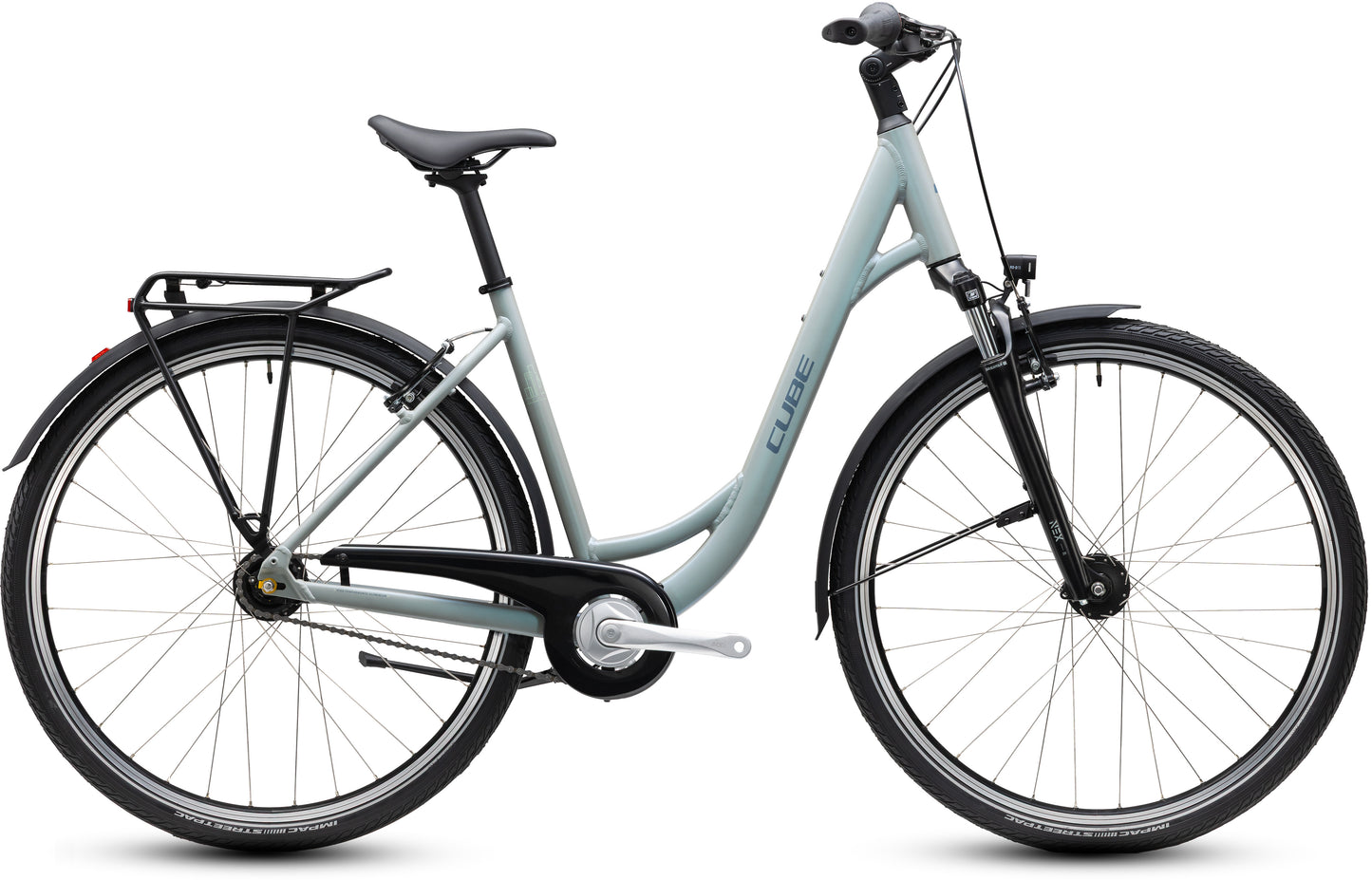 CUBE Town ONE Easy Entry Cityrad 2027 in frostyleaves und blue, Seitenansicht