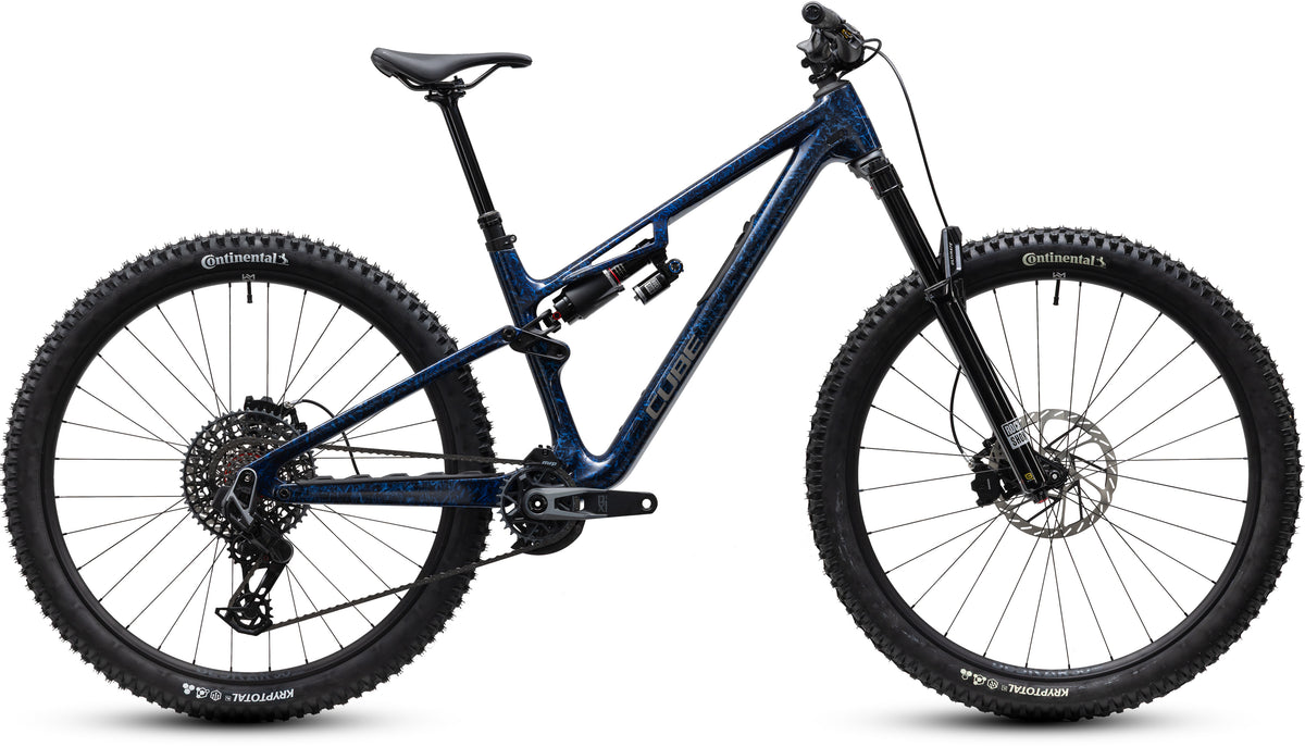 CUBE Stereo C:62 Super TM Mountainbike Fully 2027 in splintercobalt und chrome, Seitenansicht