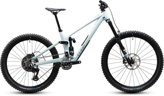 CUBE Fritzz C:62 TM Mountainbike Fully 2027 in hintofmint und grey, Seitenansicht