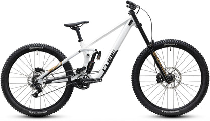 CUBE TWO15 Race Mountainbike Fully 2027 in powdergold und black, Seitenansicht