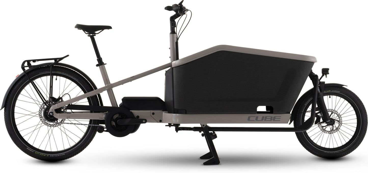 CUBE Cargo Hybrid Comfort Pro 800 E-Lastenrad 2027 in oatgrey und reflex, Seitenansicht