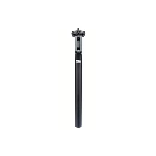 Eine CONTEC PARALLELOGRAMM Sattelstütze 30,9mm, 350mm lang in schwarz mit Klemmhalterung und weißem Markenlogo in der Nähe des oberen Endes, dargestellt auf einem schlichten weißen Hintergrund.