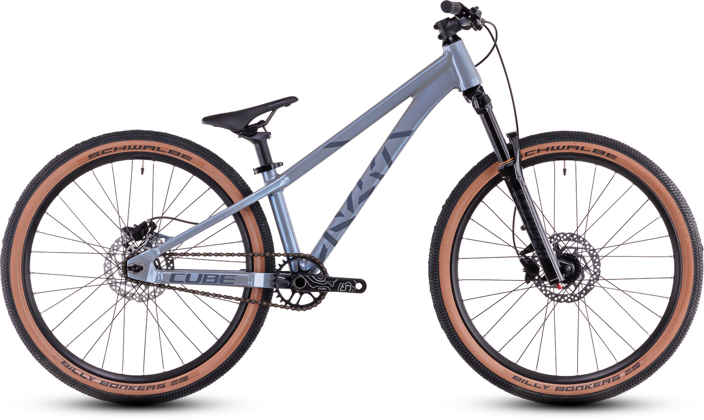 CUBE Flying Circus 240 Dirtbike 2027 in hazeblue und reflex, Seitenansicht